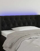 vidaXL LED горна табла за легло черна 103x16x78/88 см кадифе
