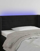vidaXL LED горна табла за легло черна 103x16x78/88 см кадифе