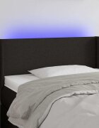 vidaXL LED горна табла за легло черна 103x16x78/88 см плат