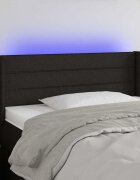 vidaXL LED горна табла за легло черна 103x16x78/88 см плат