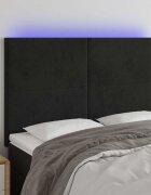 vidaXL LED горна табла за легло черна 144x5x118/128 см кадифе