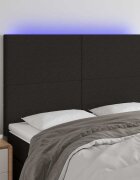 vidaXL LED горна табла за легло черна 144x5x118/128 см плат