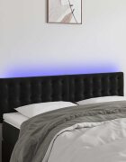 vidaXL LED горна табла за легло черна 144x5x78/88 см кадифе