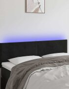 vidaXL LED горна табла за легло черна 144x5x78/88 см кадифе