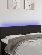 vidaXL LED горна табла за легло черна 144x5x78/88 см плат