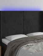 vidaXL LED горна табла за легло черна 147x16x118/128 см кадифе