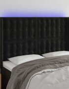 vidaXL LED горна табла за легло черна 147x16x118/128 см кадифе