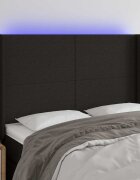 vidaXL LED горна табла за легло черна 147x16x118/128 см плат