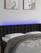 vidaXL LED горна табла за легло черна 147x16x78/88 см кадифе