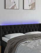 vidaXL LED горна табла за легло черна 147x16x78/88 см кадифе