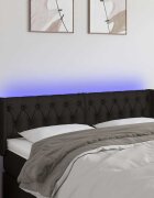 vidaXL LED горна табла за легло черна 147x16x78/88 см плат