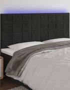 vidaXL LED горна табла за легло черна 160x5x118/128 см кадифе