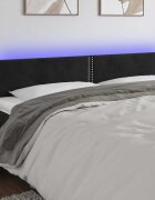 vidaXL LED горна табла за легло черна 160x5x78/88 см кадифе