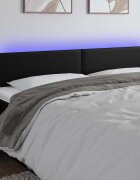 vidaXL LED горна табла за легло черна 160x5x78/88см изкуствена кожа