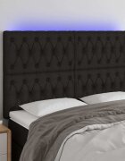 vidaXL LED горна табла за легло черна 160x7x118/128 см плат