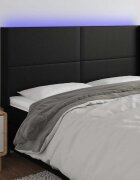 vidaXL LED горна табла за легло черна 163x16x118/128 см