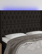 vidaXL LED горна табла за легло черна 163x16x118/128 см плат