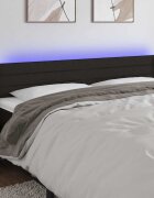 vidaXL LED горна табла за легло черна 163x16x78/88 см плат