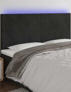 vidaXL LED горна табла за легло черна 180x5x118/128 см кадифе