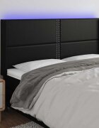 vidaXL LED горна табла за легло черна 183x16x118/128 см