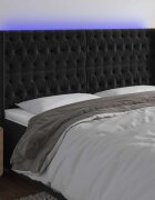vidaXL LED горна табла за легло черна 183x16x118/128 см кадифе