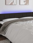 vidaXL LED горна табла за легло черна 183x16x78/88 см плат