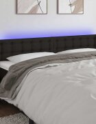 vidaXL LED горна табла за легло черна 183x16x78/88 см плат