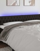 vidaXL LED горна табла за легло черна 183x16x78/88 см плат