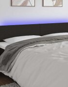 vidaXL LED горна табла за легло черна 200x5x78/88 см плат