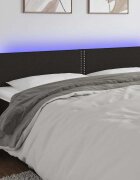 vidaXL LED горна табла за легло черна 200x5x78/88 см плат