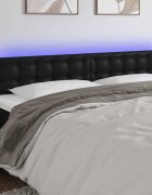 vidaXL LED горна табла за легло черна 200x5x78/88см изкуствена кожа