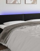 vidaXL LED горна табла за легло черна 200x5x78/88см изкуствена кожа