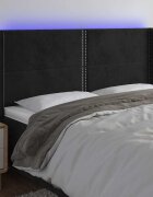vidaXL LED горна табла за легло черна 203x16x118/128 см кадифе