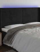 vidaXL LED горна табла за легло черна 203x16x118/128 см кадифе