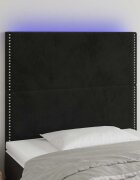 vidaXL LED горна табла за легло черна 80x5x118/128 см кадифе