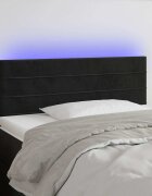 vidaXL LED горна табла за легло черна 80x5x78/88 см кадифе