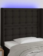 vidaXL LED горна табла за легло черна 83x16x118/128 см плат