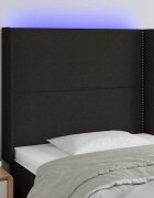 vidaXL LED горна табла за легло черна 83x16x118/128 см плат