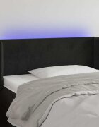 vidaXL LED горна табла за легло черна 83x16x78/88 см кадифе