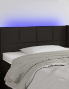 vidaXL LED горна табла за легло черна 83x16x78/88 см плат