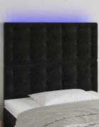 vidaXL LED горна табла за легло черна 90x5x118/128 см кадифе