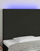 vidaXL LED горна табла за легло черна 90x5x118/128 см плат