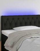 vidaXL LED горна табла за легло черна 90x7x78/88 см плат