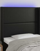 vidaXL LED горна табла за легло черна 93x16x118/128 см