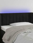 vidaXL LED горна табла за легло черна 93x16x78/88 см кадифе