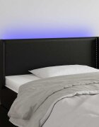 vidaXL LED горна табла за легло черна 93x16x78/88см изкуствена кожа