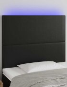 vidaXL LED горна табла за легло черна80x5x118/128см изкуствена кожа