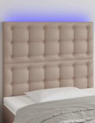 vidaXL LED горна табла за легло капучино 100x5x118/128 см
