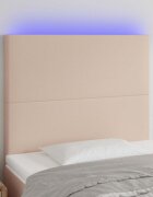 vidaXL LED горна табла за легло капучино 100x5x118/128 см