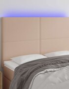 vidaXL LED горна табла за легло капучино 144x5x118/128 см